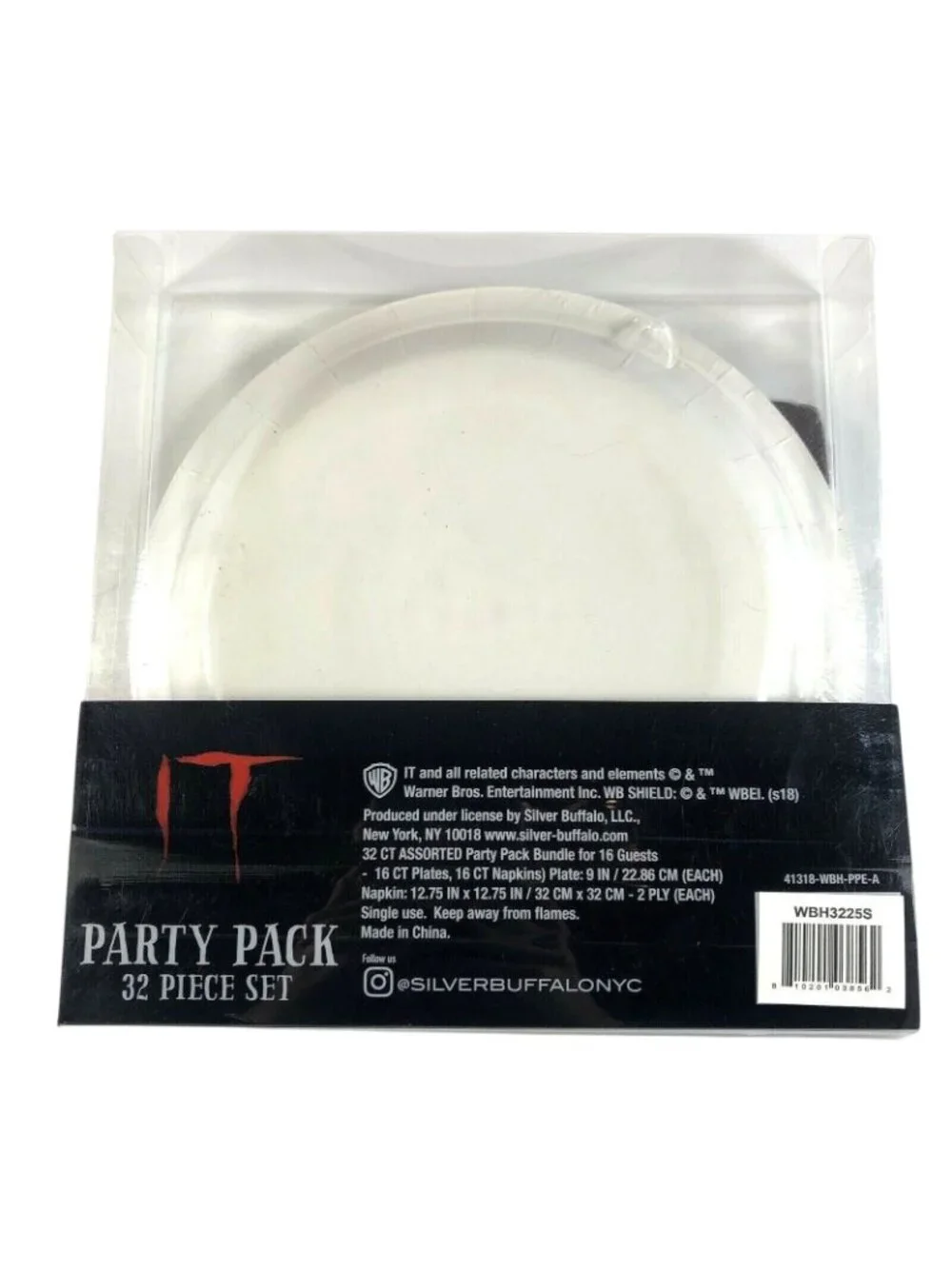 It Pennywise 32 Piece Party Pack Paper Plates Napkins Clown Horror Movie NEW